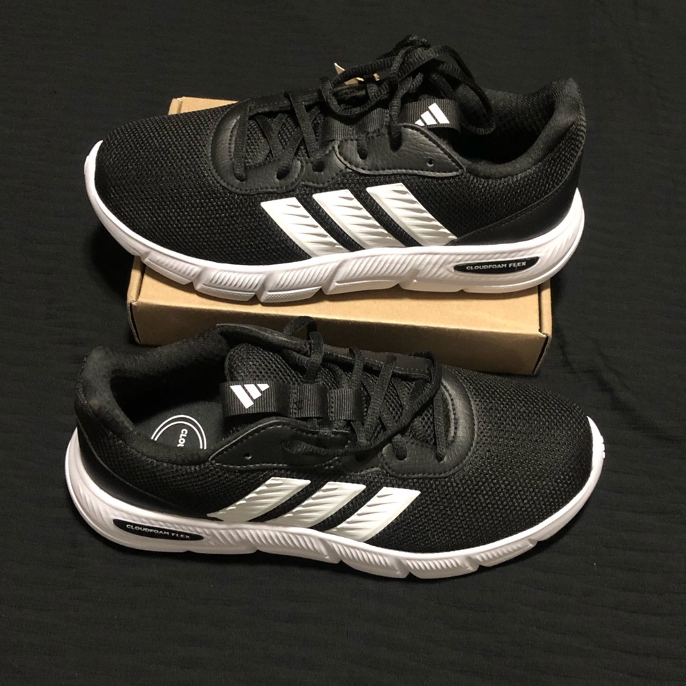 Adidas Women's Cloudfoam Flex - Laces Black/White Shoe Sneaker, Size 8.5 - Picture 7 of 7